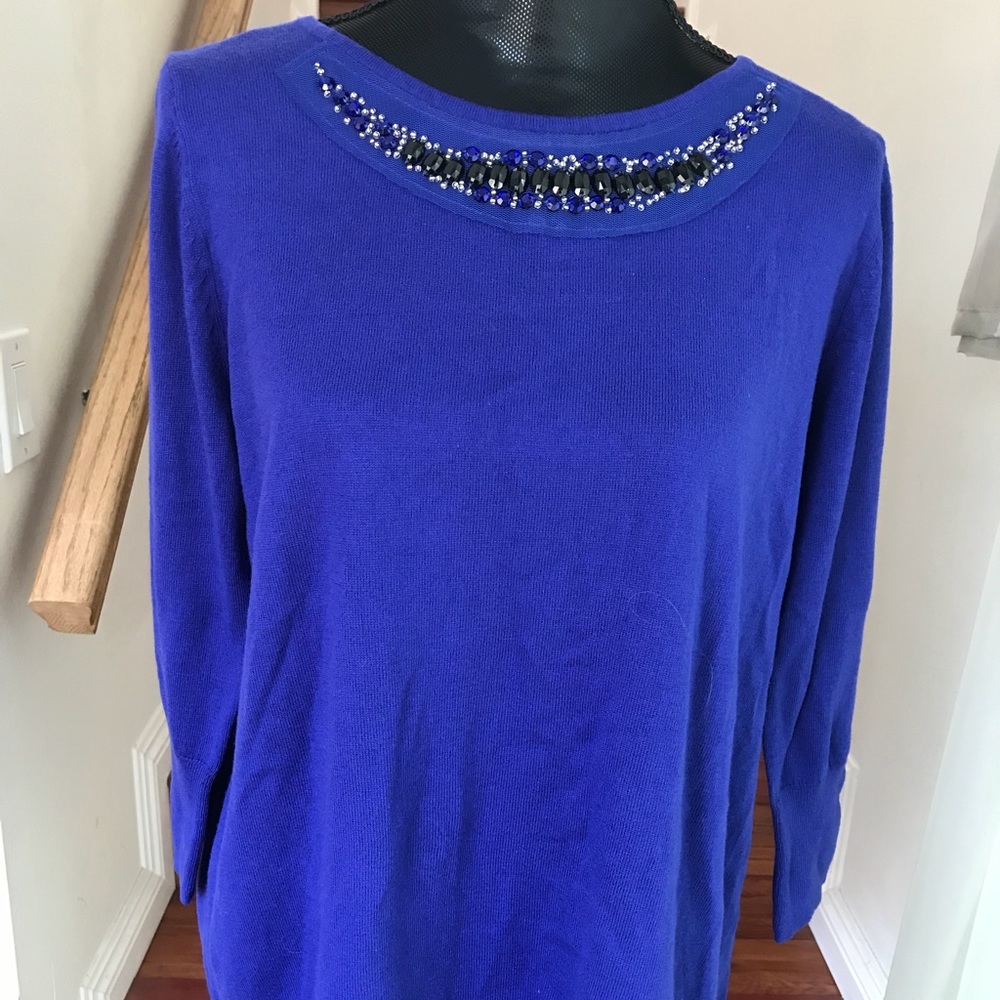 WORTHINGTON rhinestone neck w/sheer longer back